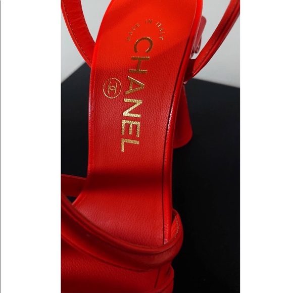 Chanel Goatskin Parthenon Platform Sandals 40 orange - Picture 3 of 5